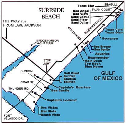 Map of Surfside Beach, TX